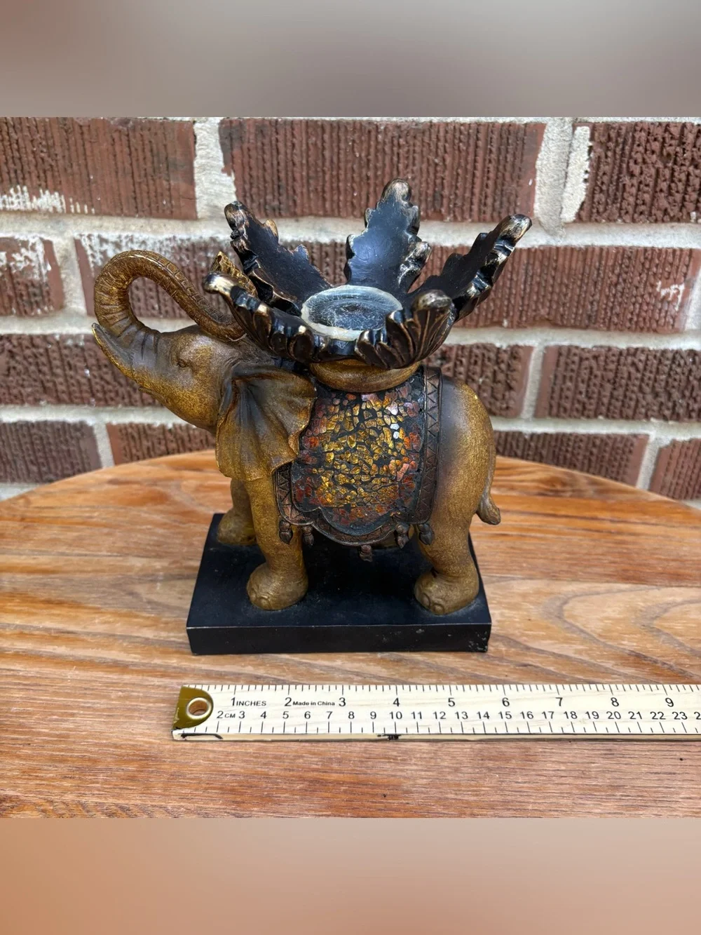 Indian Elephant Statue Figure Artful Design Base vintage No bowl
